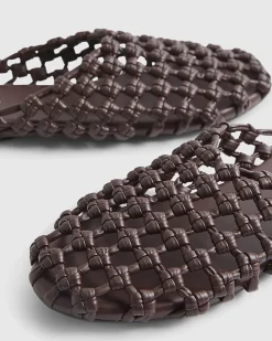 Red Open Weave Mule Sandals