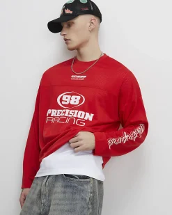 Red Oversized Fit 98 Long Sleeve T-Shirt