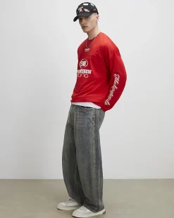 Red Oversized Fit 98 Long Sleeve T-Shirt