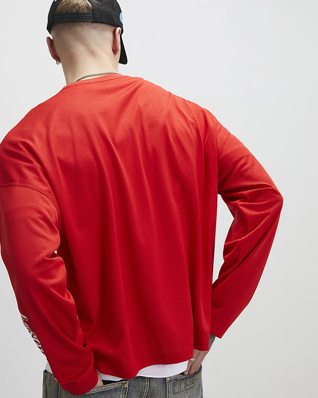 Red Oversized Fit 98 Long Sleeve T-Shirt