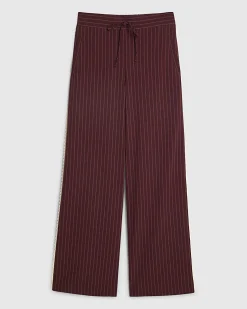 Red Pinstripe Crochet Side Stripe Joggers