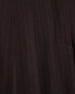 Red Pinstripe Pleated Wide Leg Trousers