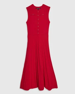 Red Pointelle Maxi Dress