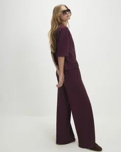 Red Premium Whipstitch Wide Leg Joggers