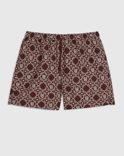Red Regular Fit Monogram Swim Shorts