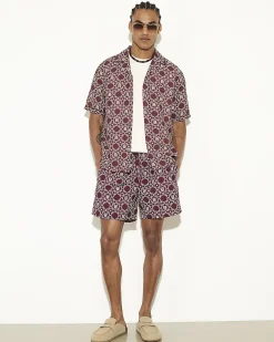 Red Regular Fit Monogram Swim Shorts