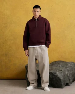 Red Regular Fit Premium Rugby Sweatshirt