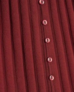 Red Ribbed Button Through Playsuit