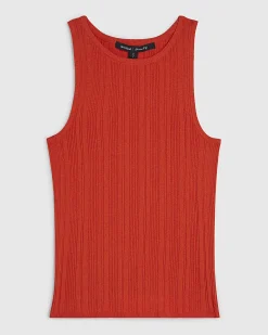 Red Ribbed Knitted Vest Top