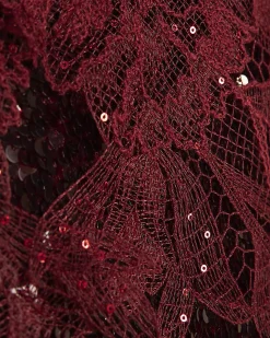 Red Sequin Lace Cami Top
