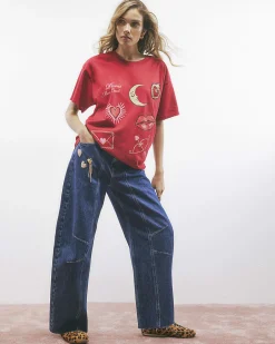 Red Short Sleeve Paris Graphic Print T-shirt