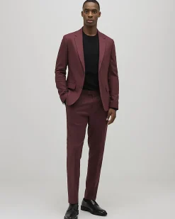 Red Skinny Fit Stretch Textured Suit Trousers
