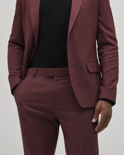 Red Skinny Fit Stretch Textured Suit Trousers