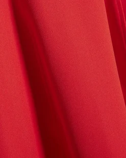 Red Sleeveless Belted Midi Dress
