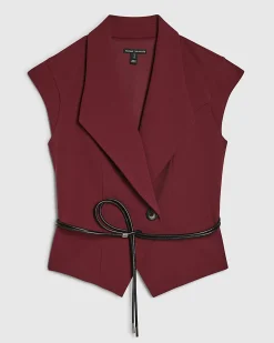 Red Sleeveless Belted Waistcoat