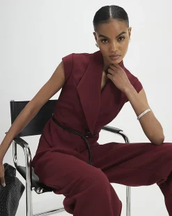 Red Sleeveless Belted Waistcoat