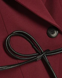 Red Sleeveless Belted Waistcoat