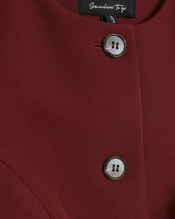 Red Sleeveless Button Detail Waistcoat