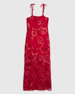 Red Sleeveless Cornelli Maxi Dress