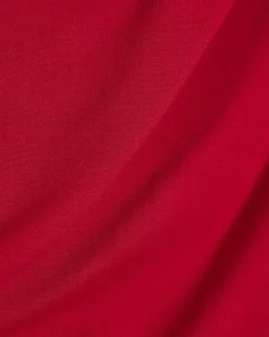 Red Stretch Draped Midi Dress