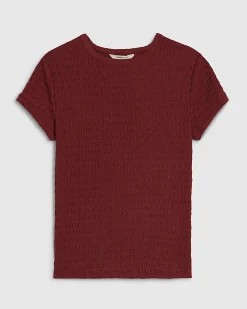 Red Textured Fitted T-Shirt