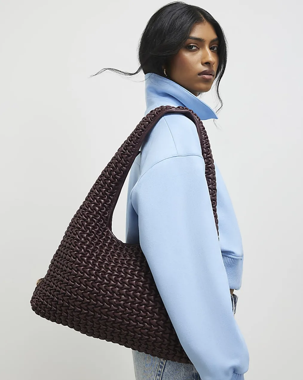 Red Textured Shoulder Bag