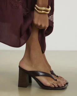 Red Toe Thong Heeled Sandals