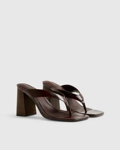 Red Toe Thong Heeled Sandals
