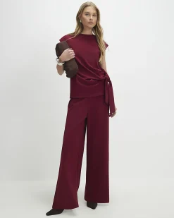 Red Wide Leg Trousers