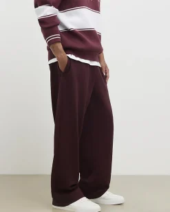 Red Wide Leg Twill Joggers