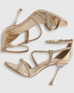 Rose Gold Closed Back Diamante Strap Heels