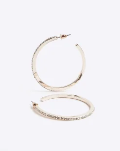 Rose Gold Diamante Hoop Earrings