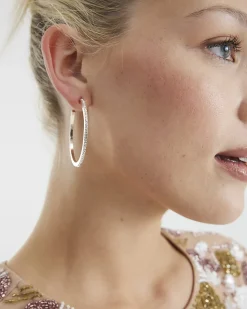 Rose Gold Diamante Hoop Earrings