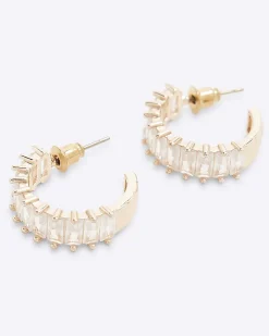 Rose Gold Hoop Diamond Simulant Earrings