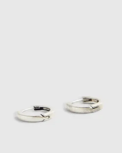 Silver Brushed Hoop Earrings
