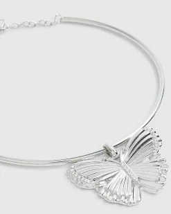 Silver Butterfly Torque Necklace