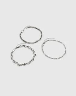 Silver Chain Pack Of 3 Bracelets
