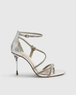 Silver Closed Back Diamante Strap Heels