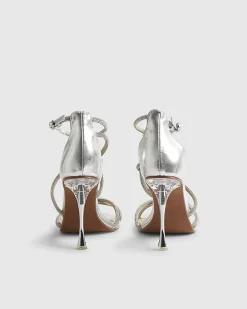 Silver Closed Back Diamante Strap Heels