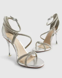 Silver Closed Back Diamante Strap Heels