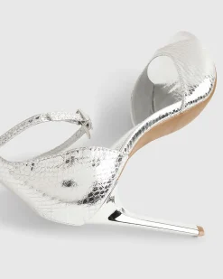 Silver Closed Back Heeled Sandals