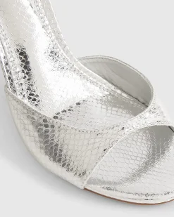 Silver Closed Back Heeled Sandals