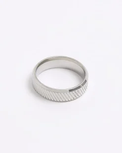 Silver colour slash ring