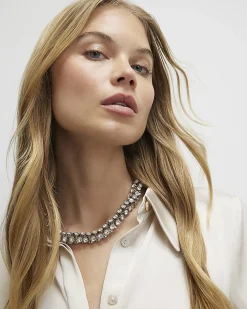 Silver Diamante Rope Necklace
