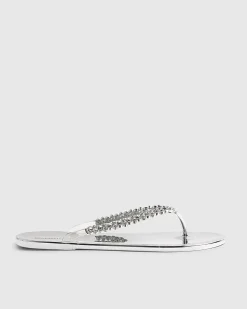 Silver Diamante Toe Thong Jelly Flip Flops