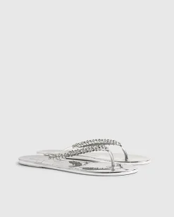 Silver Diamante Toe Thong Jelly Flip Flops