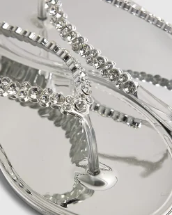 Silver Diamante Toe Thong Jelly Flip Flops