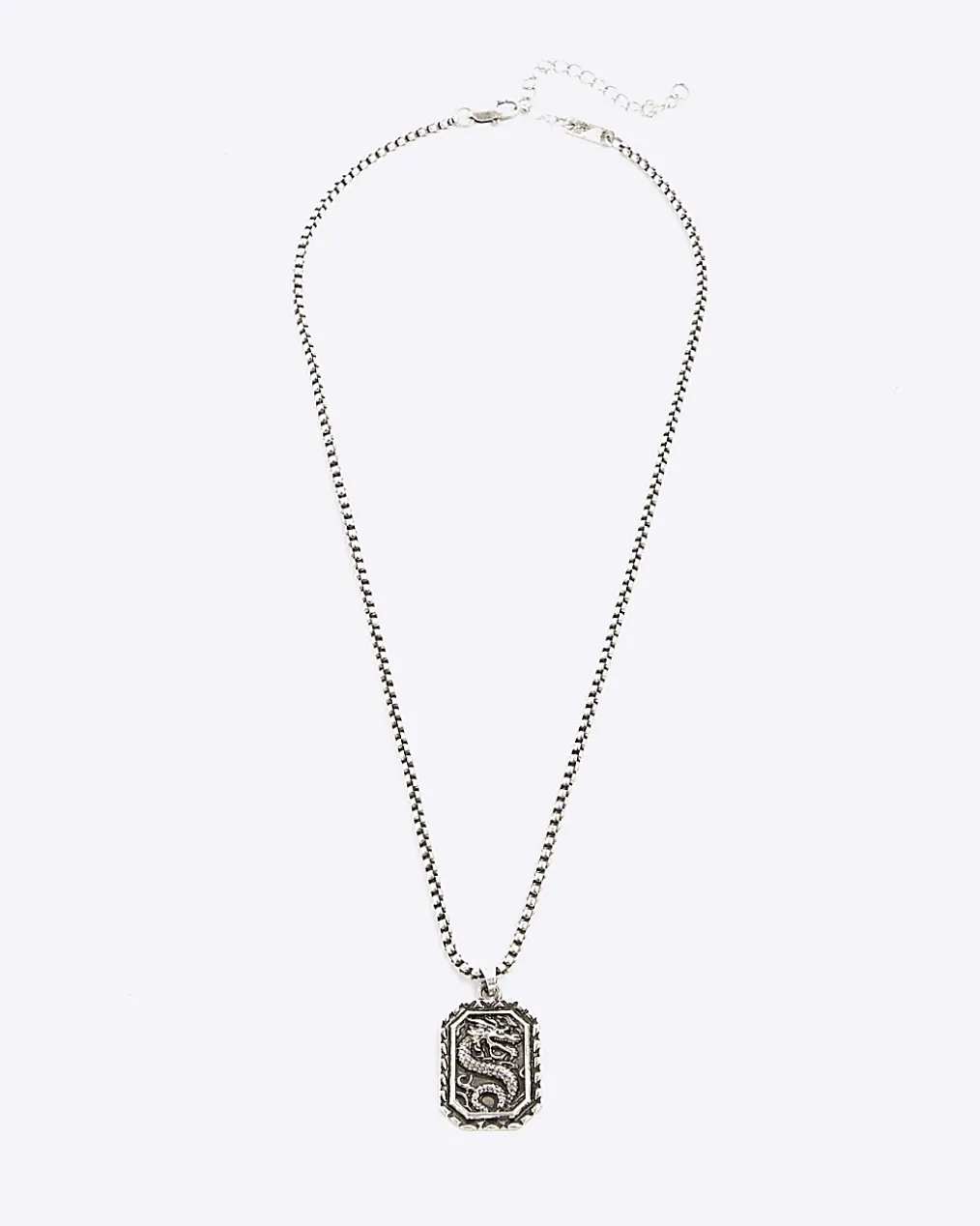 Silver Dragon Tag Necklace