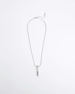 Silver Japanese Bar Pendant Necklace