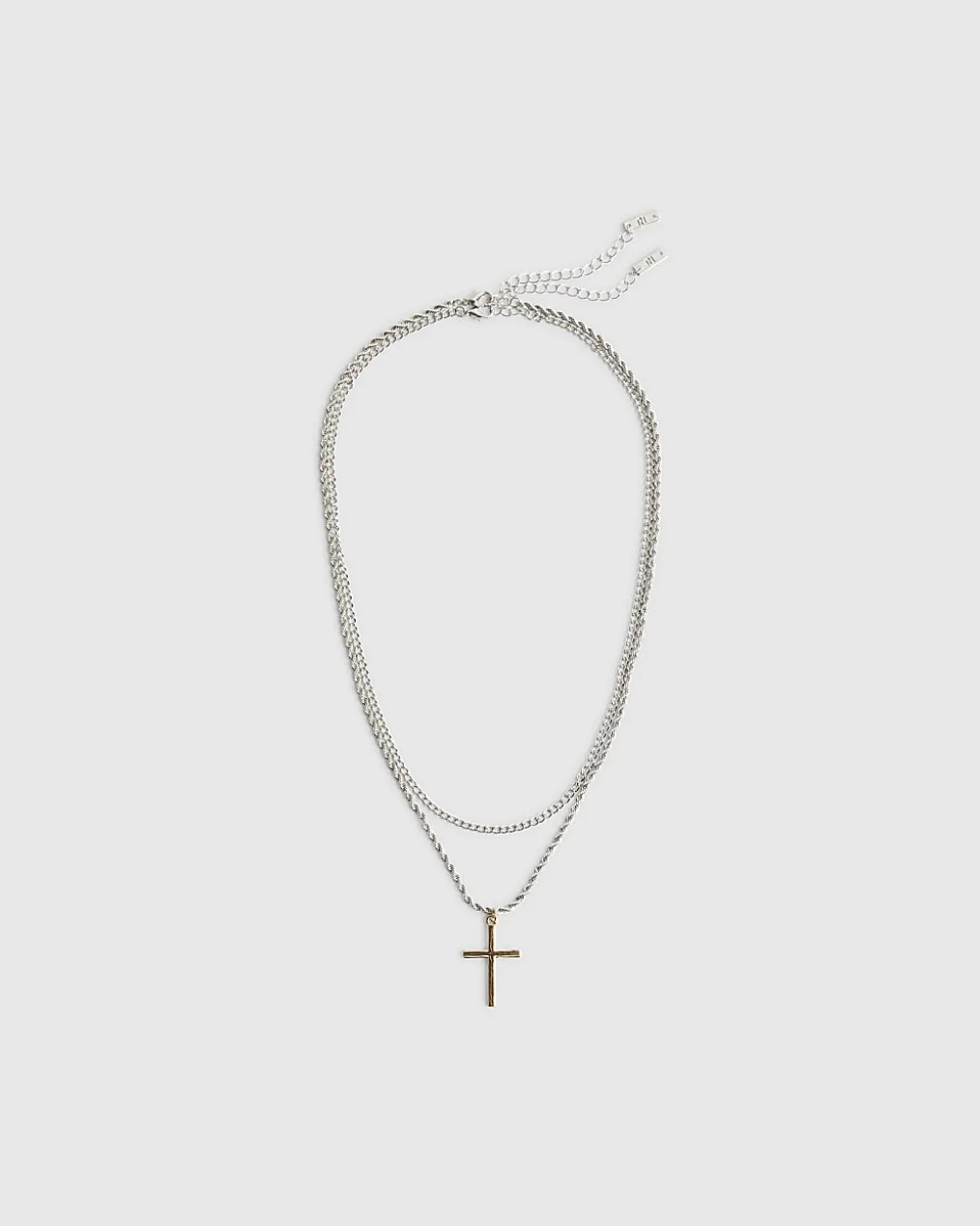 Silver Mixed Metal Cross Necklace